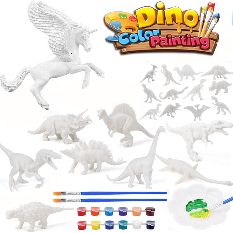 Children's Educational Toys, Toddler Drawing and Coloring Doll Dinosaur Style Coloring DIY Handmade Model Painting Gift