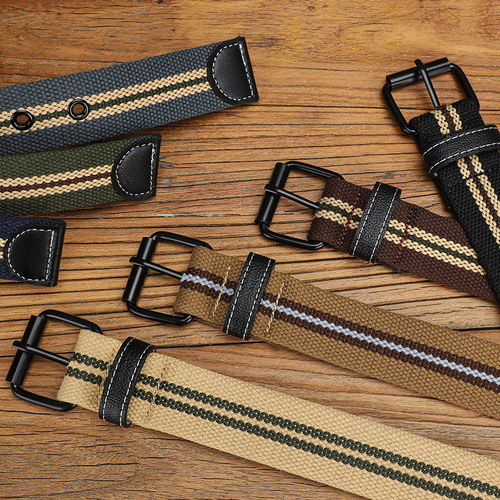Unisex thickened canvas belt 24-hole pin buckle belt student youth thickened jeans belt new network