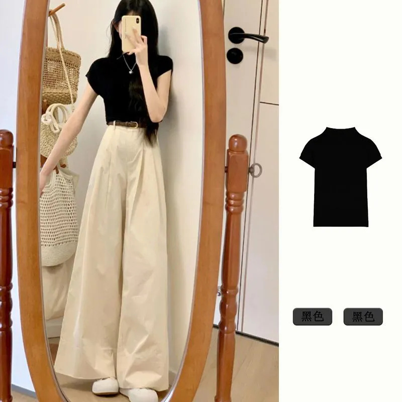 小个子夏天穿搭一整套今年流行时尚休闲阔腿裤子两件套装夏季女装