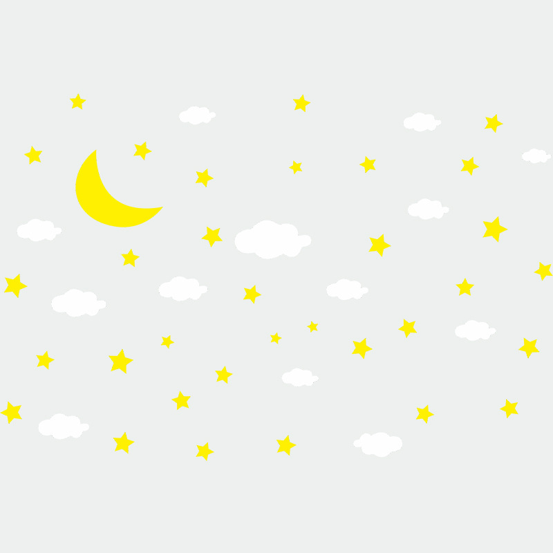 Dibujos Animados Luna Nubes Estrellas Pegatinas De Pared Al Por Mayor display picture 2
