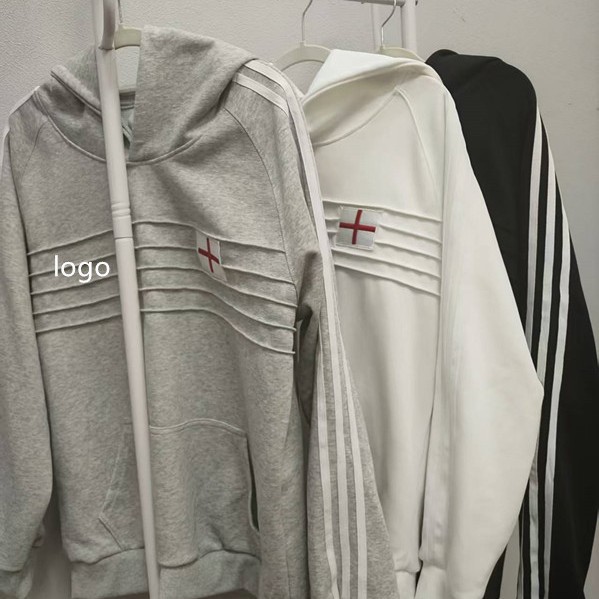 Three-stripe American-style England collaboration hooded sweatshirt, new spring/autumn collection, loose Korean-style, casual and trendy couple's top