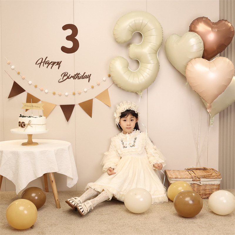 奶油数字气球生日周岁儿童男女孩宝宝派对装饰场景背景墙布置