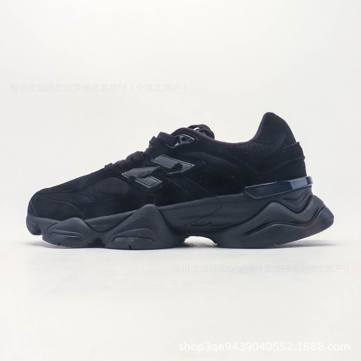 NB9060 Big Kid Triple Black Suede: Black, durable, lightweight, low-top casual running shoes