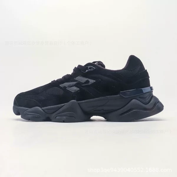 NB9060 Big Kid Triple Black Suede: Black, durable, lightweight, low-top casual running shoes
