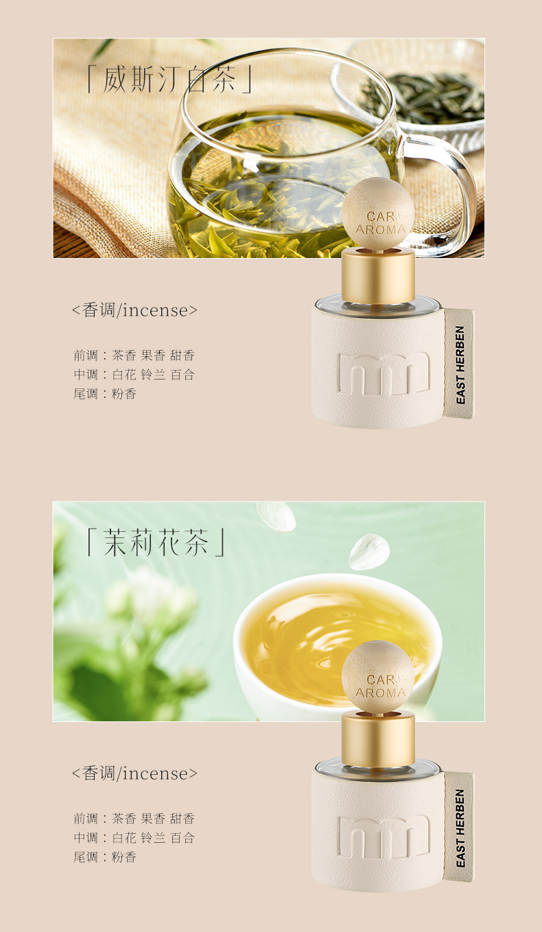 50ml Portable Car-Mounted Premium Aromatherapy Essential Oil Air Freshener and Deodorizer, Flameless Fragrance Ornament Wholesale