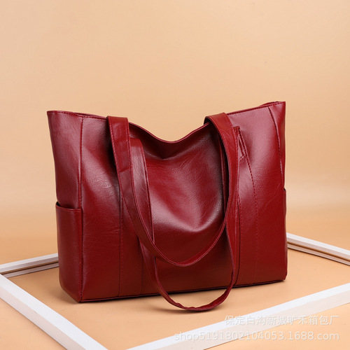 Women's Bags  New Casual Shoulder Bag Light Texture Large Capacity Middle-aged Mom Bag PU Leather Handbag