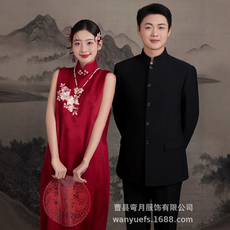 Studio Chinese Style Guofeng Couple Theme Photography Clothing Wedding Vintage Bridal Morning Gown Door Engagement Toast Dress