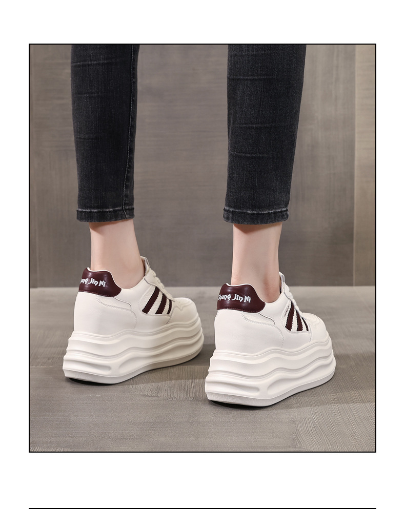 Giày sneaker nữ đế dày tăng chiều cao phong cách thời trang dễ phối đồ — Màu đỏ be chi tiết 16