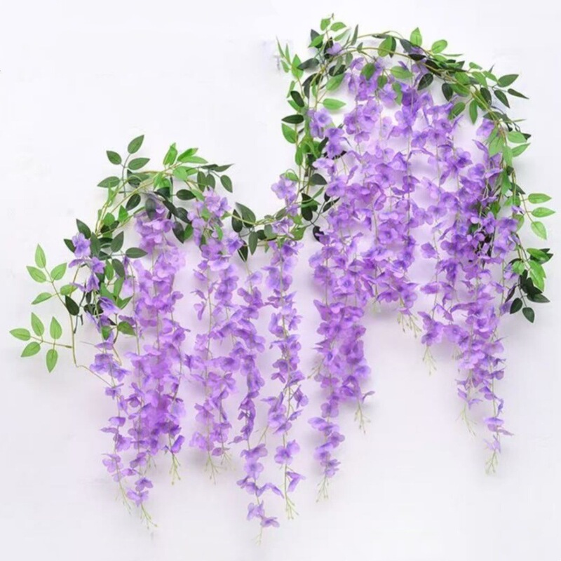 模擬藤の花巻き下げ花ストリング結婚式の装飾屋外装飾植物つる緑の植物フェイクフラワーラタンをカバー|undefined