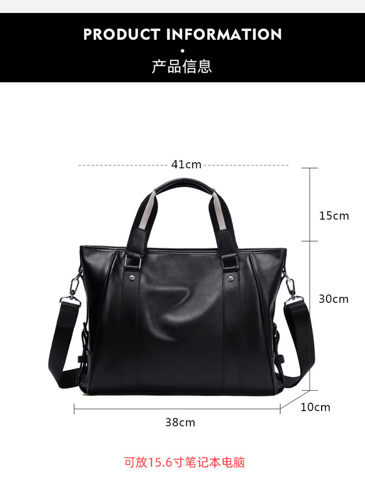 Túi xách tay nam da bò lớp đầu 15.6 inch dạng cặp công sở 39×7.5×28 cm — Màu đen chi tiết 10