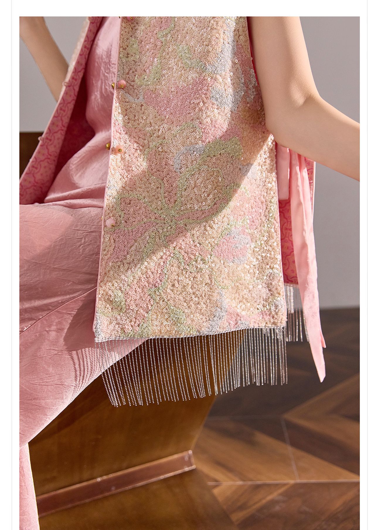 Áo vest gile nữ hai mặt phối ren đính cườm phong cách Trung Hoa mới mùa hè N2078 — Phối màu [mặc hai mặt] chi tiết 4