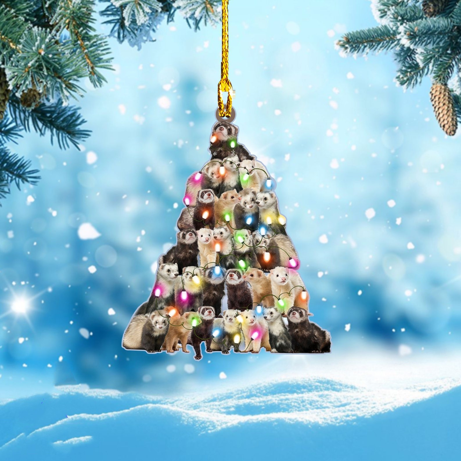 Árbol de Navidad creativo acrílico plano regalo de Navidad casa de vacaciones espejo retrovisor decoración colgante