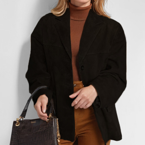 2026 Spring New European and American Women's Fashion Retro Loose Collar Casual Long Sleeve Stylish Blazer Jacket for Women