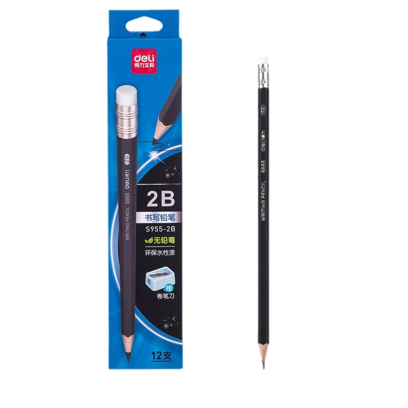 Deli S955/S956 lápiz de escritura con cabeza de goma suministros de papelería de aprendizaje arte dibujo lápiz