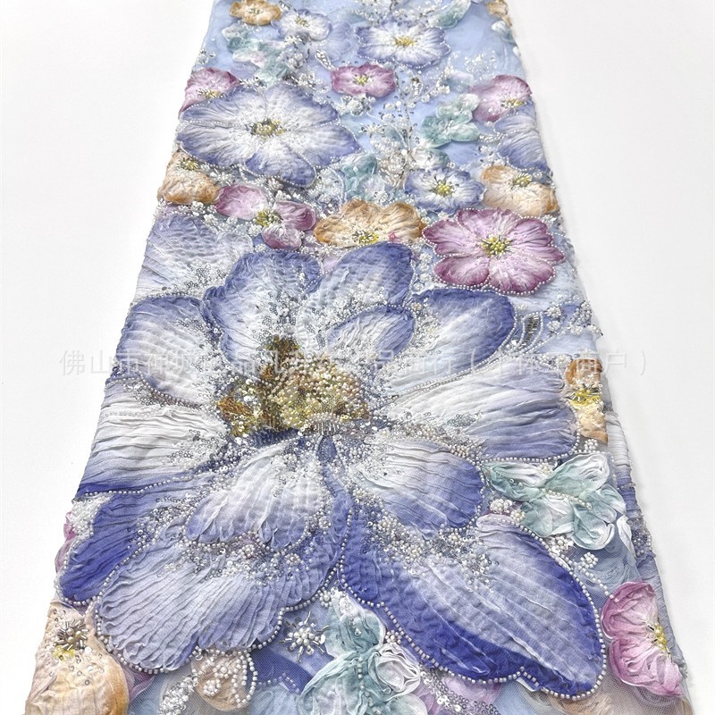 Fabricantes de nueva industria pesada Gaoding gran placa de flores con tela bordada al por mayor vestido de boda cena tela de ropa