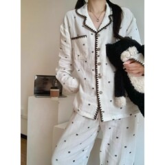 少女甜美卡通可爱小熊春秋季睡衣女新款学生宿舍家居服套装可外穿
