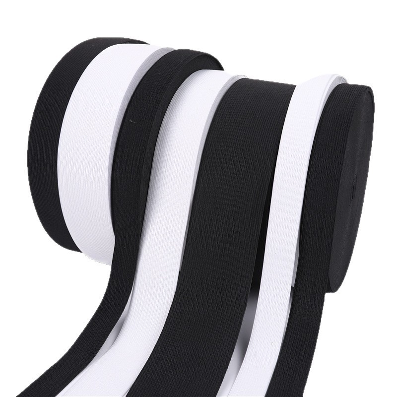 Fabricantes al por mayor de bordes negros elásticos blancos elásticos planos accesorios de ropa cintura elástica ganchillo