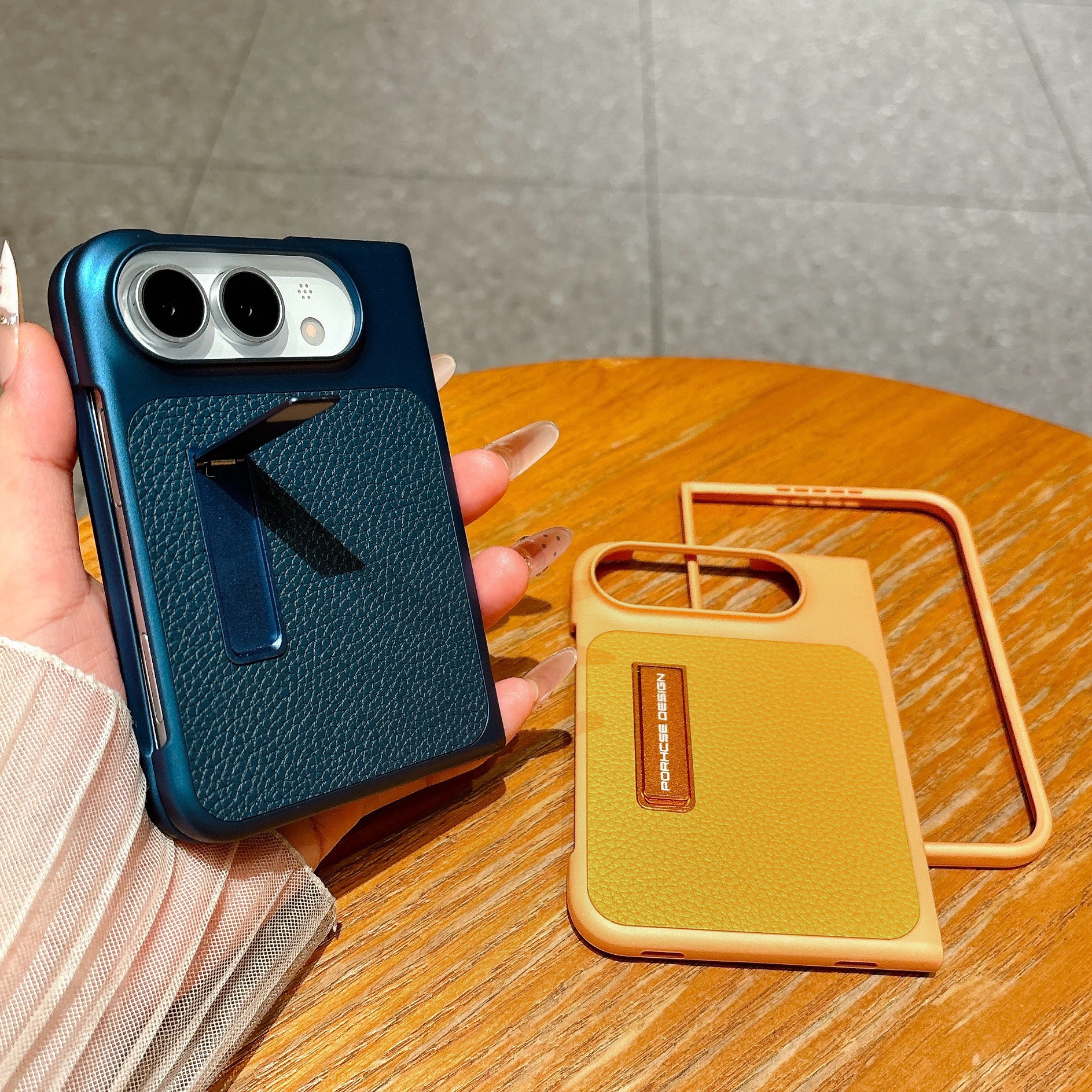 Funda de Cuero para Teléfono Plegable iPhone Duo de Cuero PU con Soporte Anticaída image 3