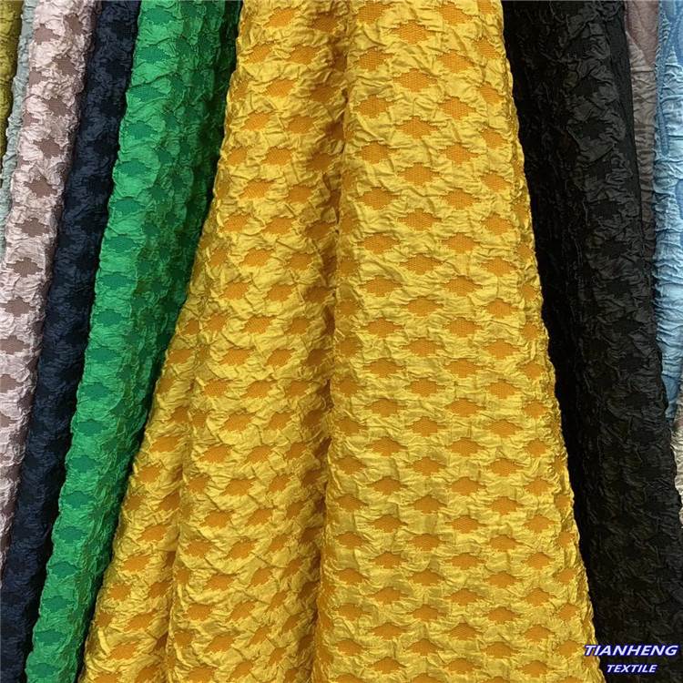 H-9026C#浮雕微弹格子花 时装女装童装挺阔连衣裙洋装手作DIY布料