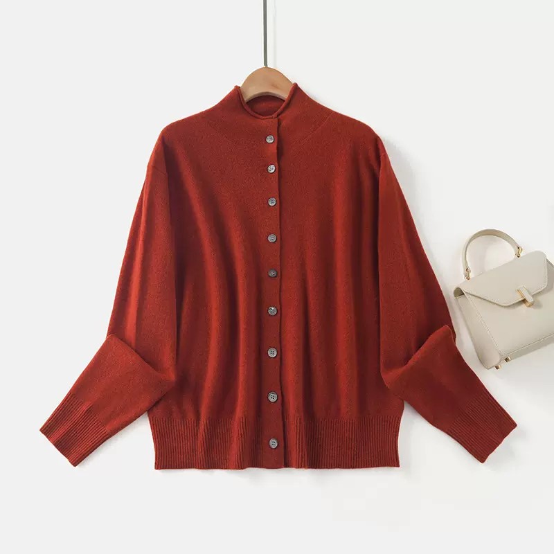 CHIC同款气质沙漏领针织衫上衣女秋冬新款长袖100%绵羊毛开衫外套