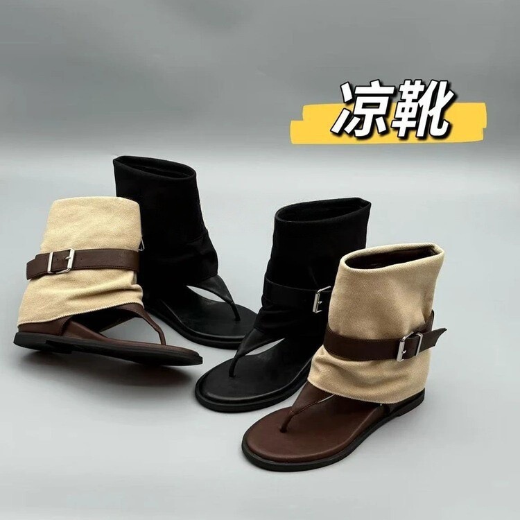2026 Fashion Open-Toe Wedge Sandals with Hidden Heels, Short Boots with Buckle, New Spring/Summer Style, Convertible Boot-Sandal
