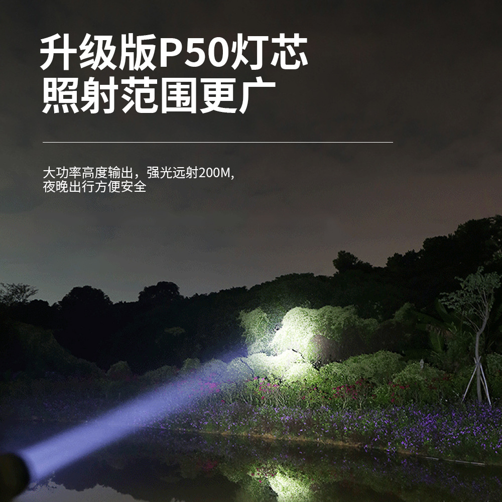 Nueva linterna transfronteriza zoom telescópico láser blanco al aire libre impermeable multi-función resaltar Super lámpara de resistencia de largo alcance