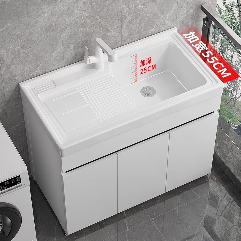 lavabo de terraza con tabla de fricción lavabo de piedra de cuarzo gabinete todo en uno lavabo de piso al aire libre profundizar lavabo de mesa