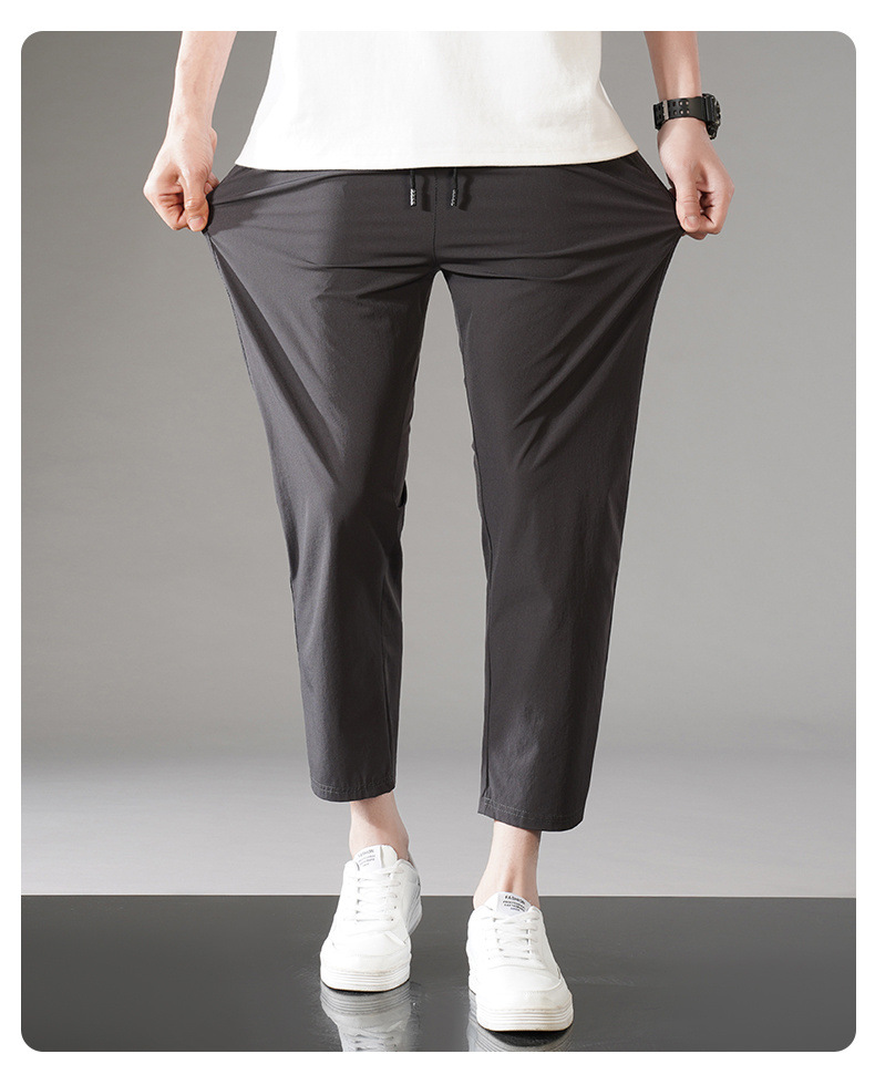 冰丝裤子男夏季新款薄款运动休闲九分裤大码宽松直筒卫裤速干男裤详情25