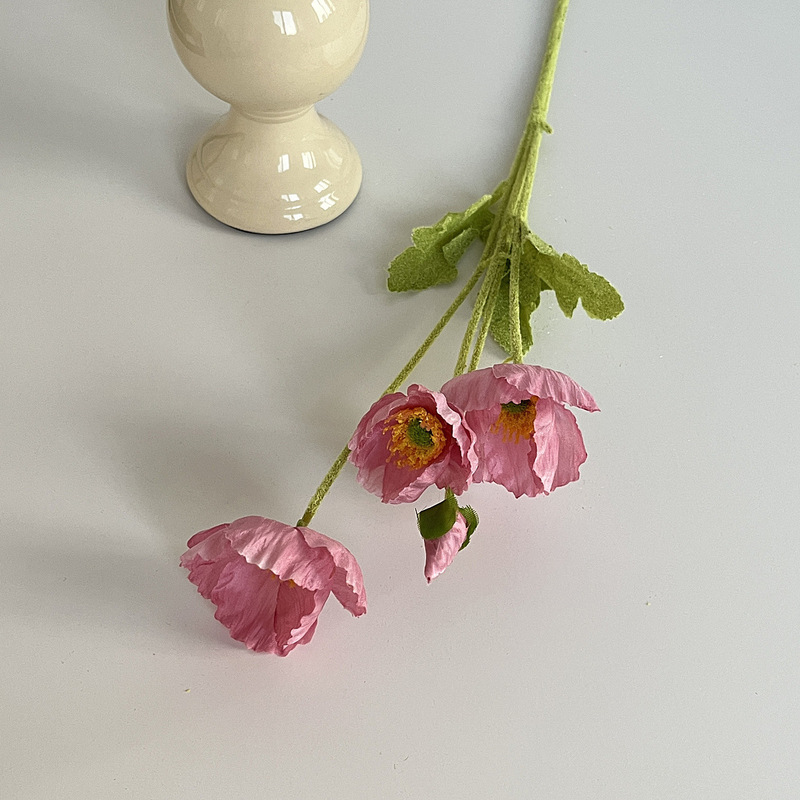 虞美人仿真花婚庆用花莫奈花园仿真花材假花装饰花墙植绒仿真植绒|undefined