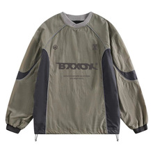 春秋新款美式机能风拼色防水套头卫衣男女户外宽松休闲百搭外套潮