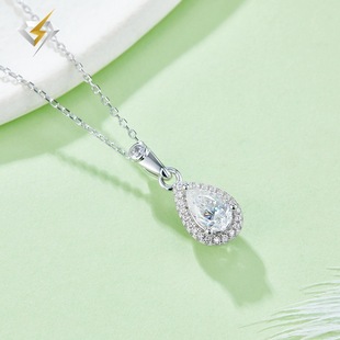 Drop-Shaped Moissanite Necklace Seiko Cross-Border Foreign Trade New Jewelry Surrounded with Pear-Shaped Pendant Jewelry Wholesale