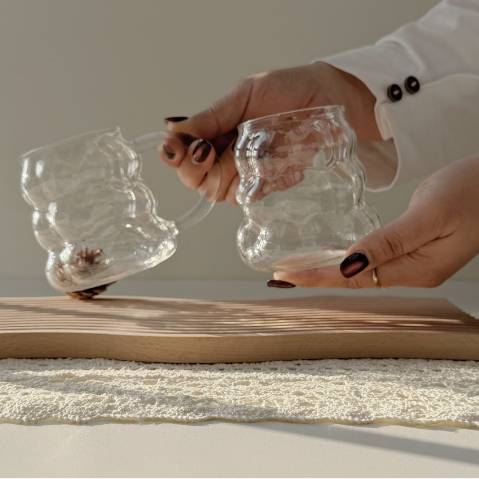 Taza de vidrio de alto borosilicato simple estilo de uva casera taza de bebida de jugo de fruta taza de una sola capa transparente taza de vidrio grueso