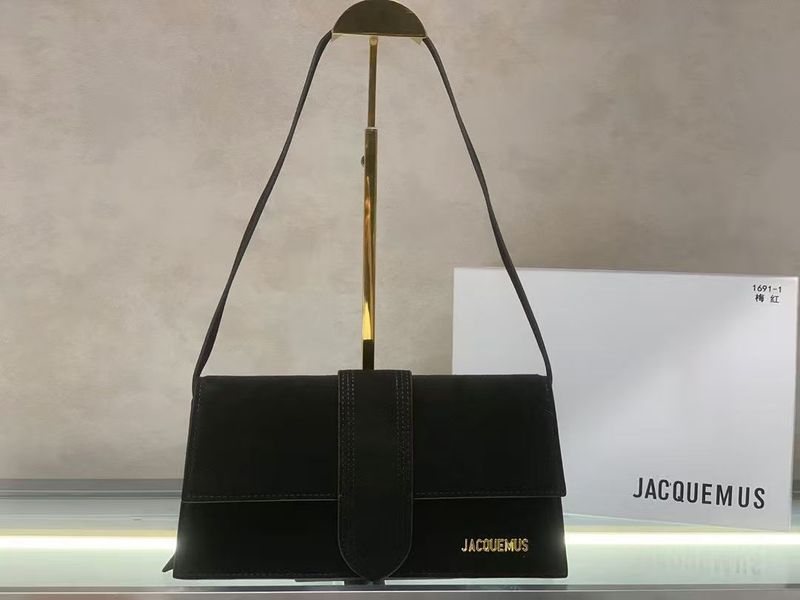 2025Jacquemus法国小众bamnino真皮反绒级感轻奢磨砂手提肩小方包|undefined