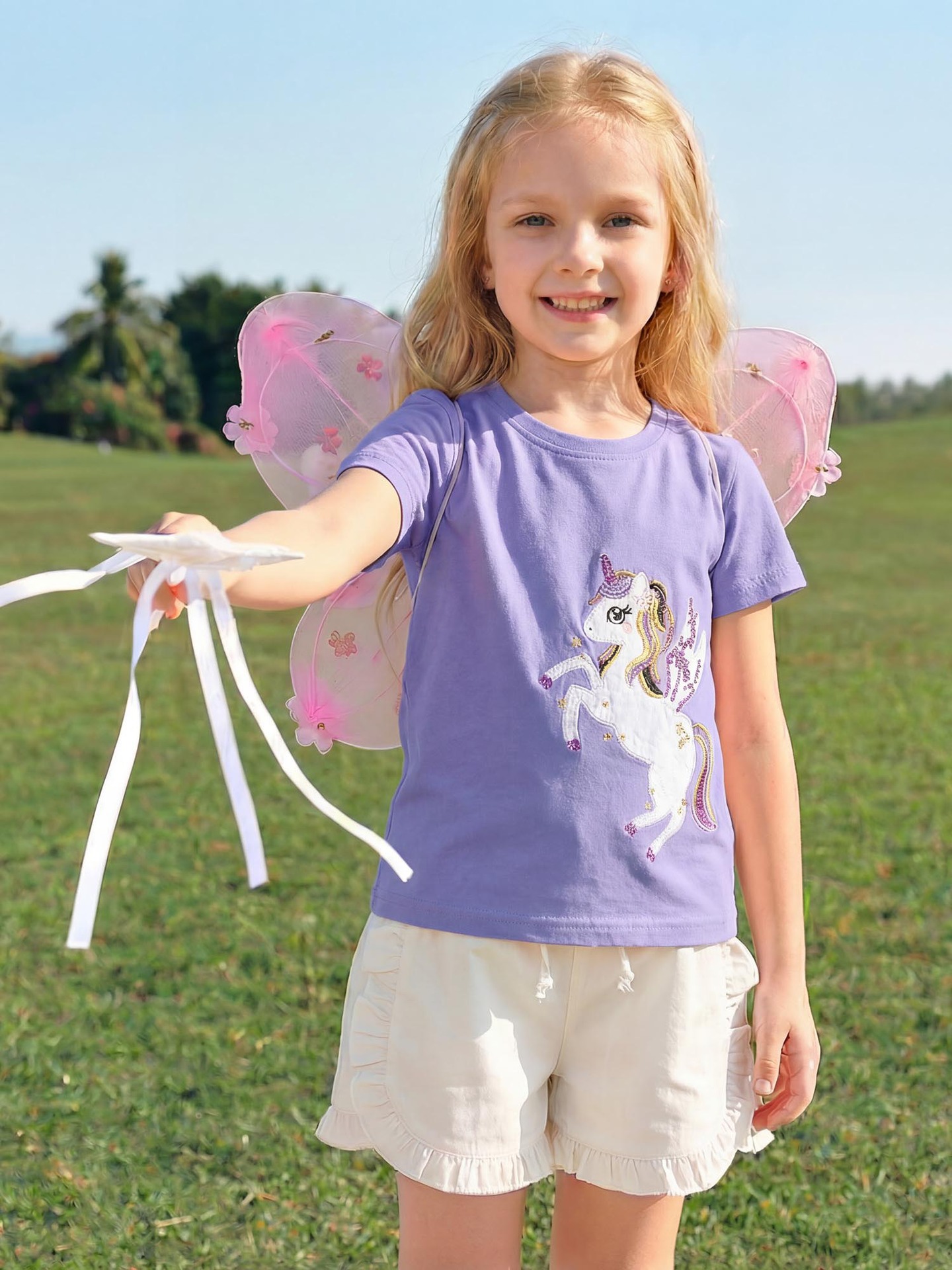 Summer children's sports knitted cotton T-shirt with a round collar