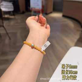 天然蜜蜡手串女款高级质感原矿鸡油黄手链琥珀原创手饰6255