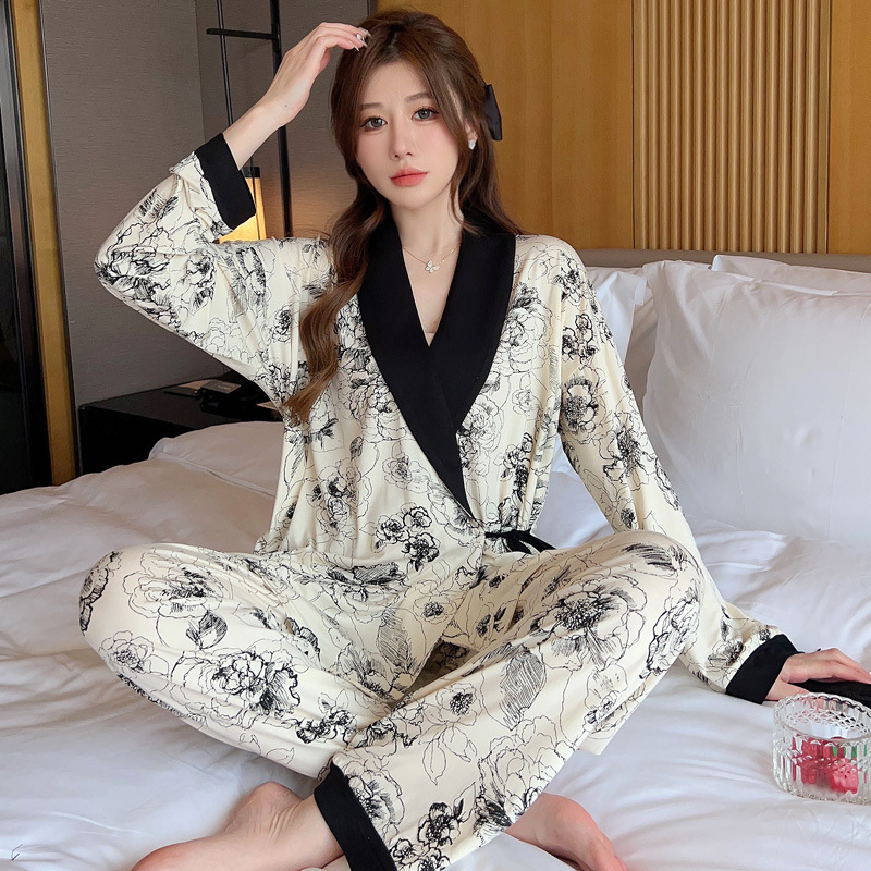 2026 Modal Thin Kimono Maternity Pajamas Set for Postpartum Women, Suitable for Hospital Discharge, Pregnancy, and Breastfeeding