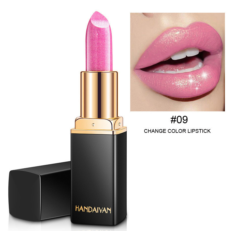 Transfronterizo termográfico lápiz labial HANDAIYAN nueve colores lápiz labial mermaid brillante metal perla oro lápiz labial color cambiante