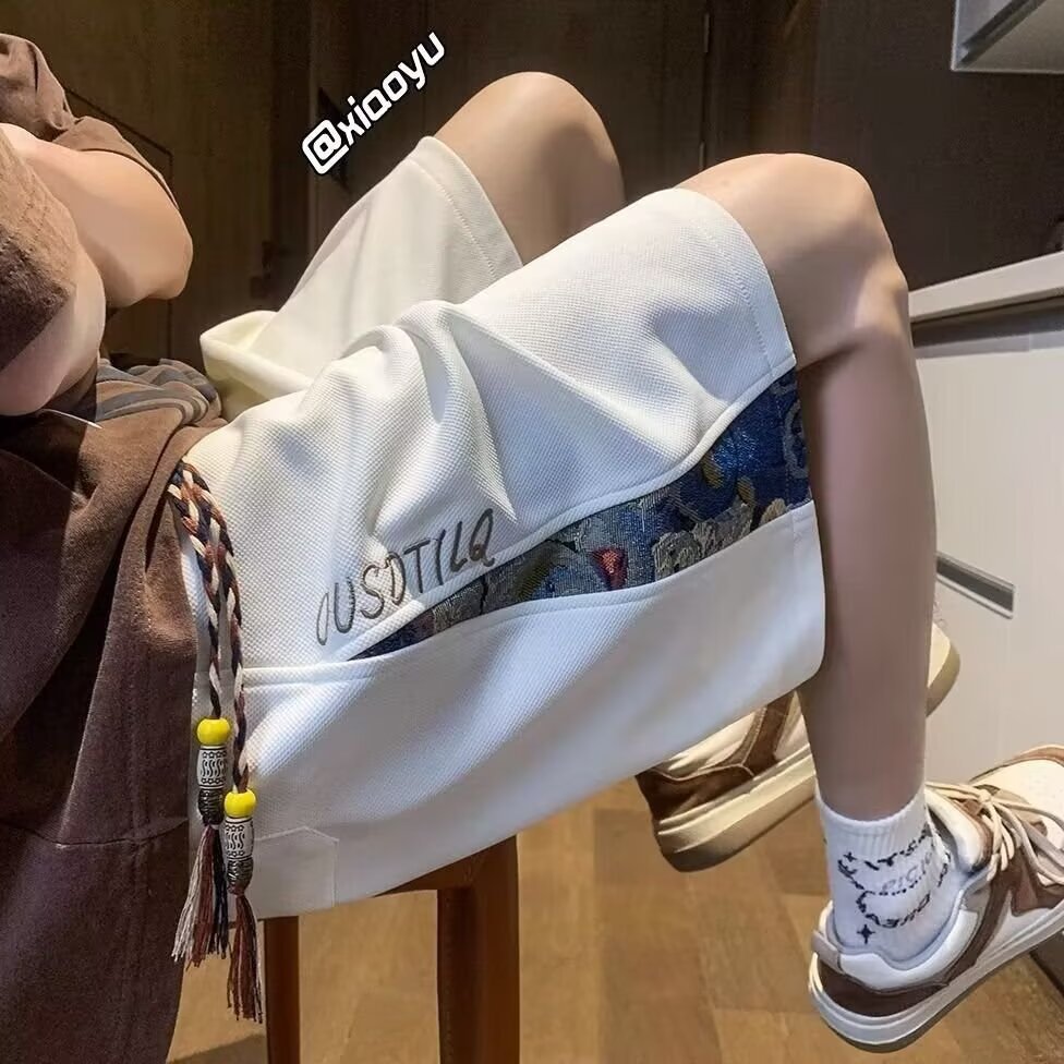 regular Daily Youth Casual Pants Waffle Non-elastic Casual Shorts Summer Loosen New Fashionable Print