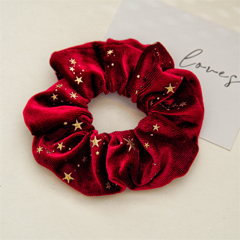 30g Weight Hair Tie Hair Accessories Type 1 Piece Quantity Holiday, Festival Occasion Flannel Material Star Pattern Women's Gender Simple Style, Classic Style Style Women's Simple Style Classic Style Star Flannel Hair Tie 11