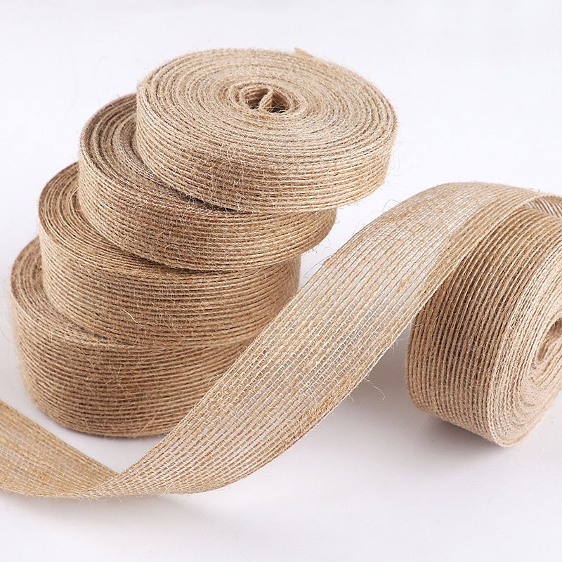 Fish Silk linen cloth roll yellow linen rope ribbon DIY decorative bow Christmas handmade fishing line packaging Amazon