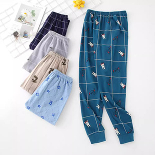 Men's Chubby Children's Autumn Pants Pure Cotton Women's Big Children's Warm Pants Plus Size Line Pants Thin All Cotton Wool Pants Pants Pajama Pants