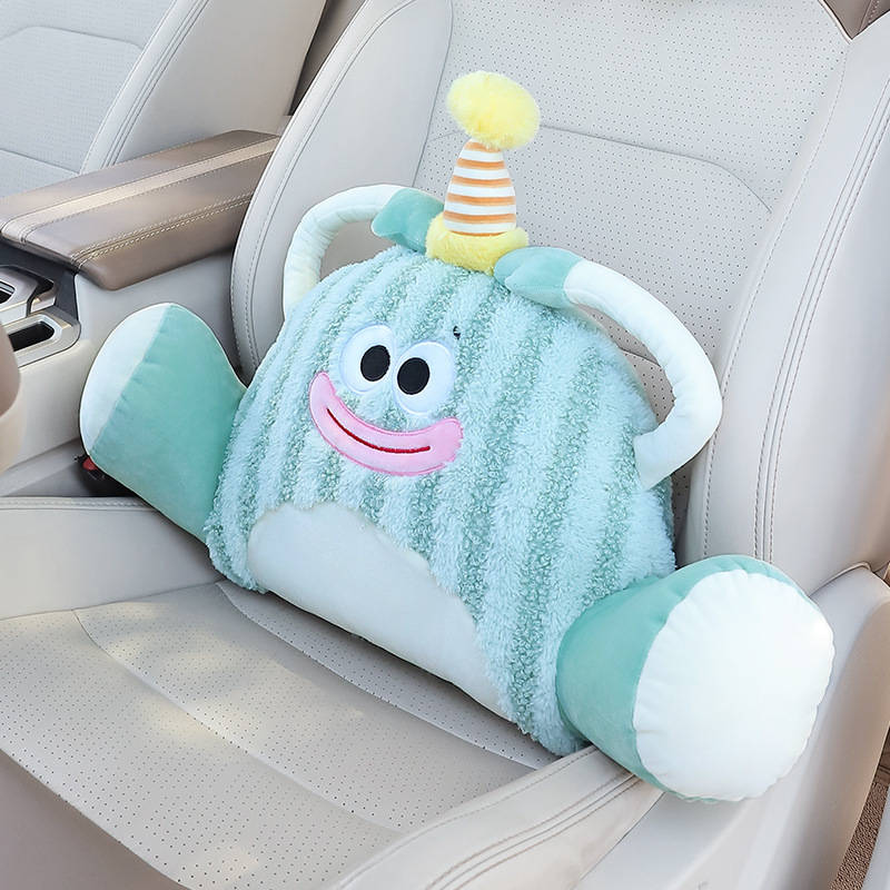 車のヘッドレストと腰の漫画ぬいぐるみカーシート背もたれクッションネックピロー枕かわいい車のインテリア用品女性用|undefined
