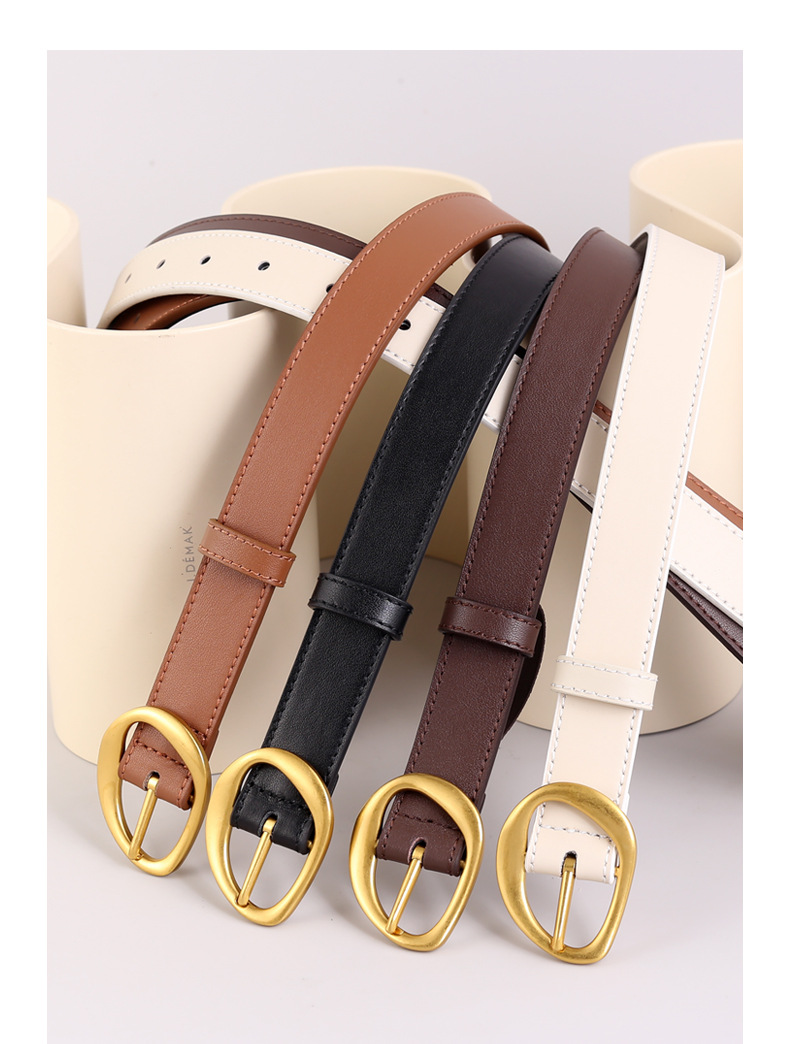 Basic Retro Solid Color Alloy Leather Women's Leather Belts display picture 3