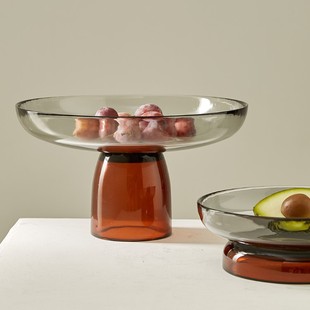 Nordic Style Tall Glass Fruit Plate for Home Living Room Coffee Table Decoration Large Capacity Dried Fruit Box Candy Plate