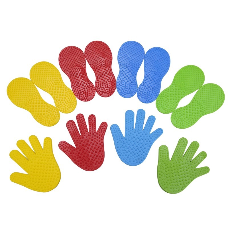 huellas de manos huellas de pies sensoriales juego de entrenamiento de equilibrio táctil almohadilla de salto juguete para niños mano y pie y equipo de palma