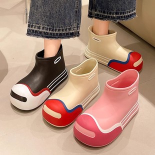 Parent-Child Eva Non-Slip Mid-Calf Rain Boots for Women, Fashionable Outer Wear, High-Looking Adult Kidsren and Students 2024 Outer Wear