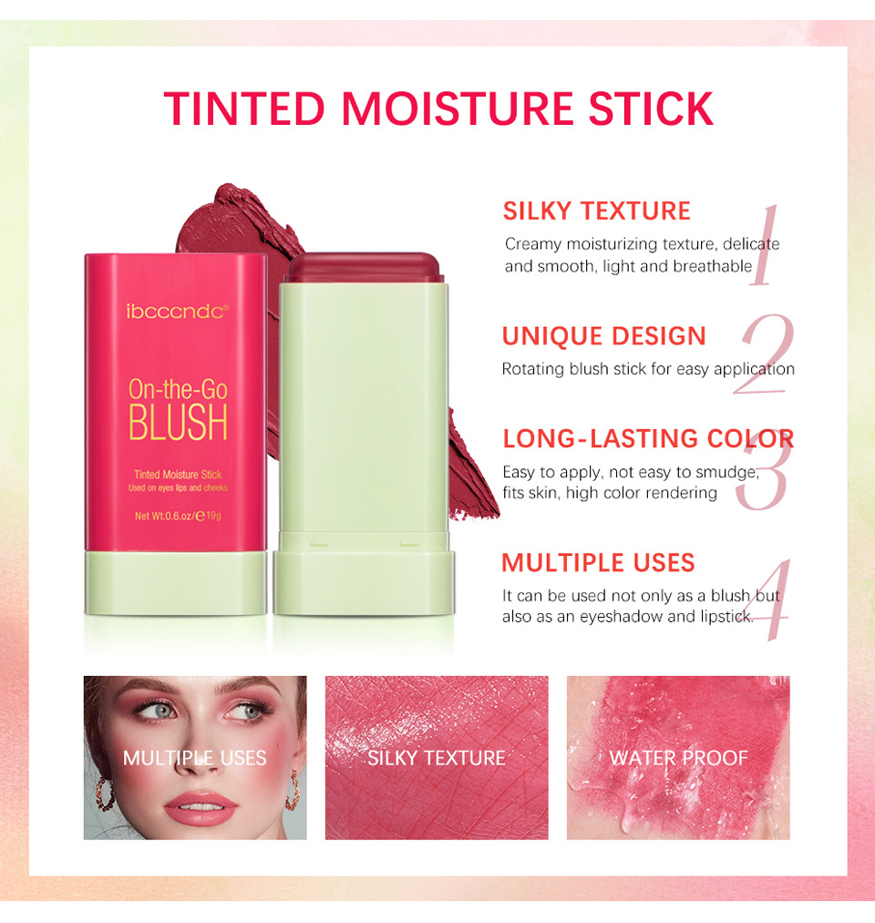 ibcccndc Three-dimensional Blush Cream Red Pink Natural Smooth Blush Blush Apply Blush undefined