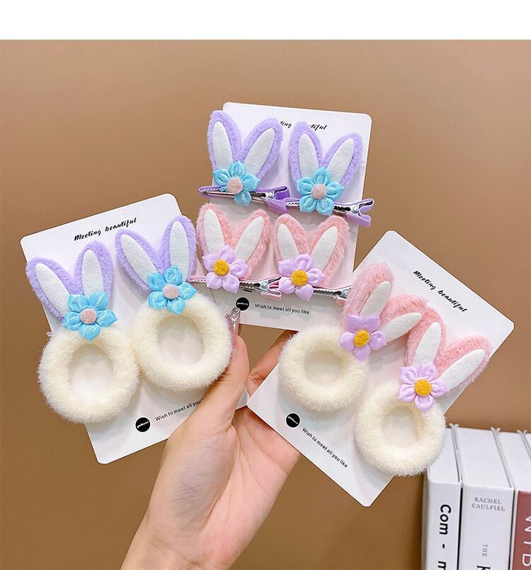Plush star dew ear flower hair clip hair tie