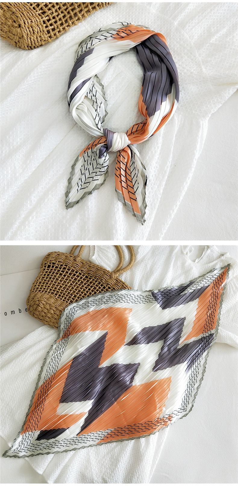 50g Weight Silk Scarf Classification Travel Occasion Silk Material Unisex Gender Sweet Style Khaki, Orange, Grey, Purple, Red, Green, Blue, Yellow Color Korean Thin Silk Small Square Scarf 25