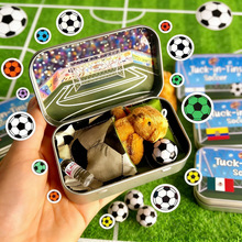 Soccer Bear Plush Toy in a Tin铁盒装足球泰迪熊足球熊纪念礼品